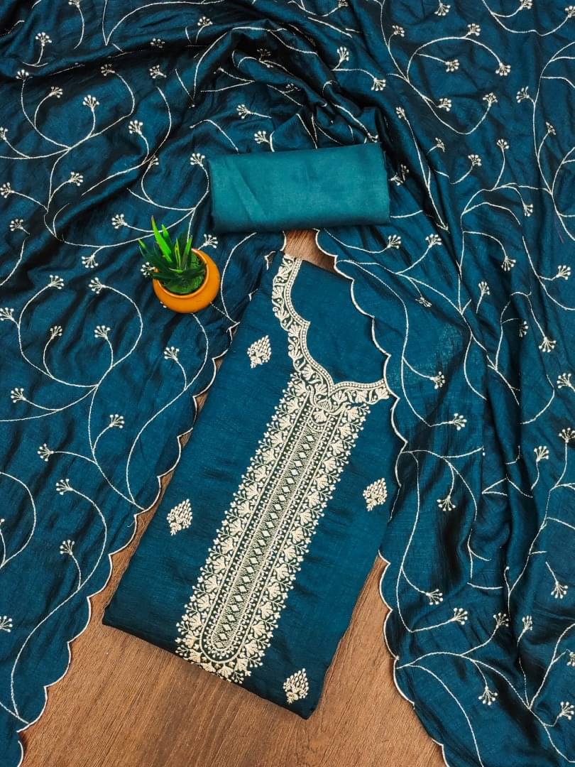     			Panbai sarees Women Cotton Blend Unstitched Dress Material ( Blue )