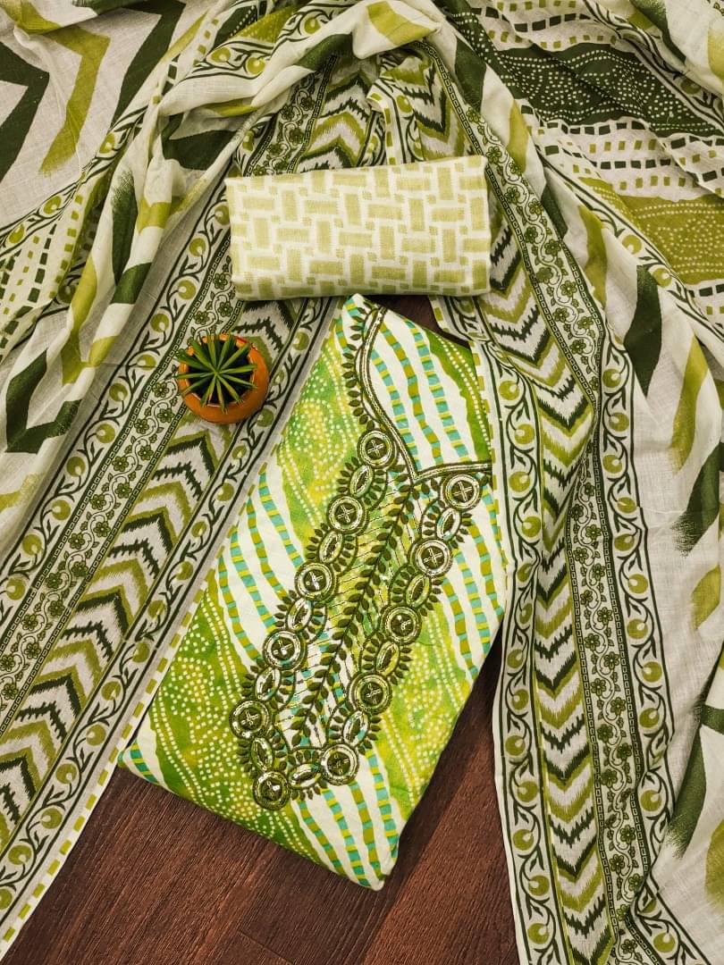     			Panbai sarees Women Cotton Blend Unstitched Dress Material ( Green )
