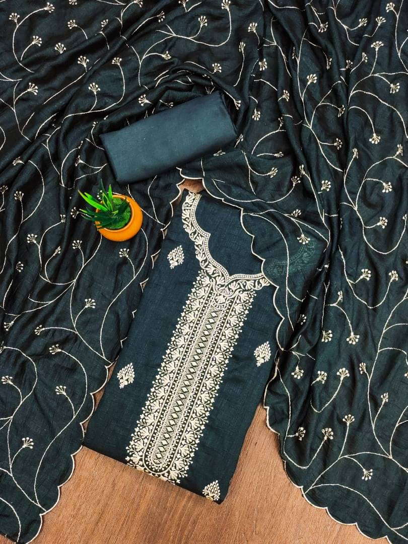     			Panbai sarees Women Cotton Blend Unstitched Dress Material ( Teal )