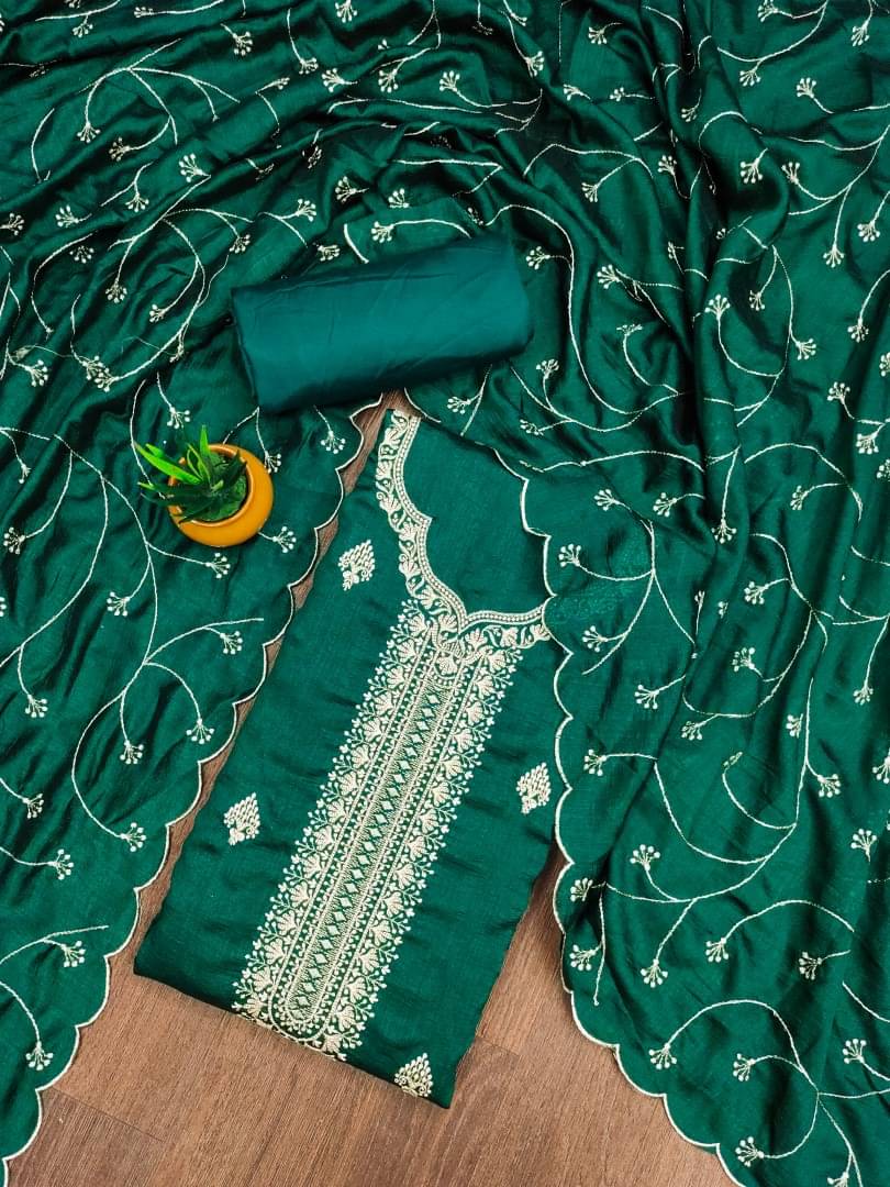 Panbai sarees Women Cotton Blend Unstitched Dress Material ( Green ) Panbai sarees Women Cotton Blend Unstitched Dress Material ( Green )