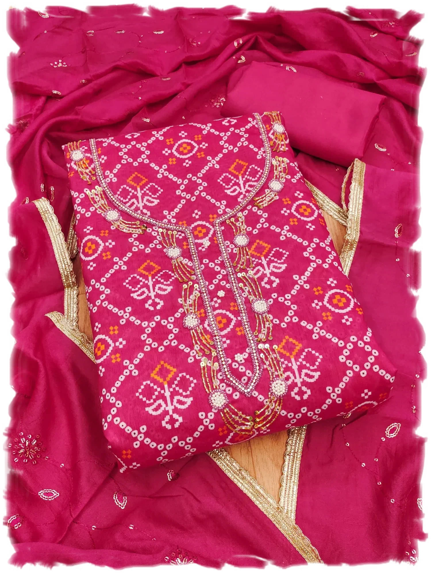 Panbai sarees Women Cotton Unstitched Dress Material ( Pink )     			Panbai sarees Women Cotton Unstitched Dress Material ( Pink )