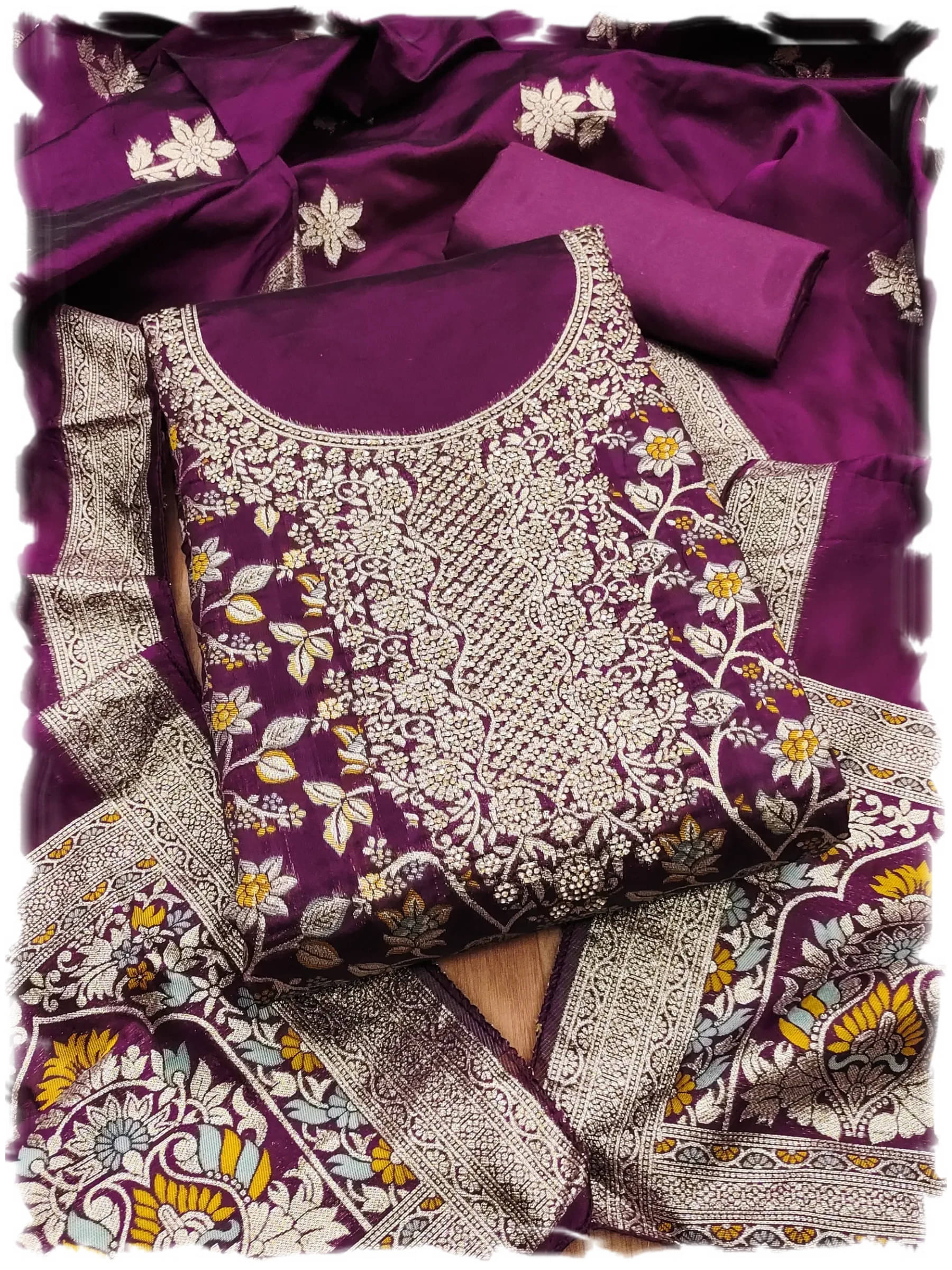     			Panbai sarees Women Organza Unstitched Dress Material ( Purple )
