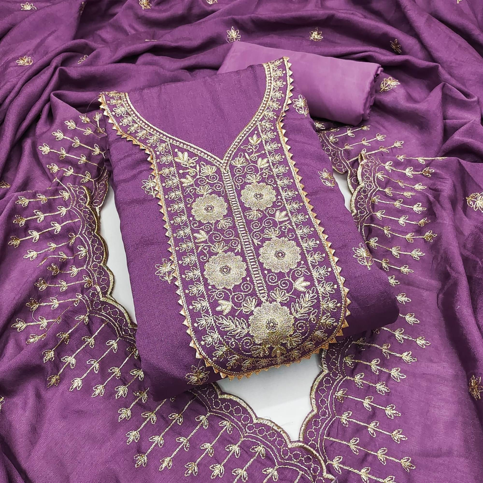 Panbai sarees Women Silk Unstitched Dress Material ( Lavender ) Panbai sarees Women Silk Unstitched Dress Material ( Lavender )