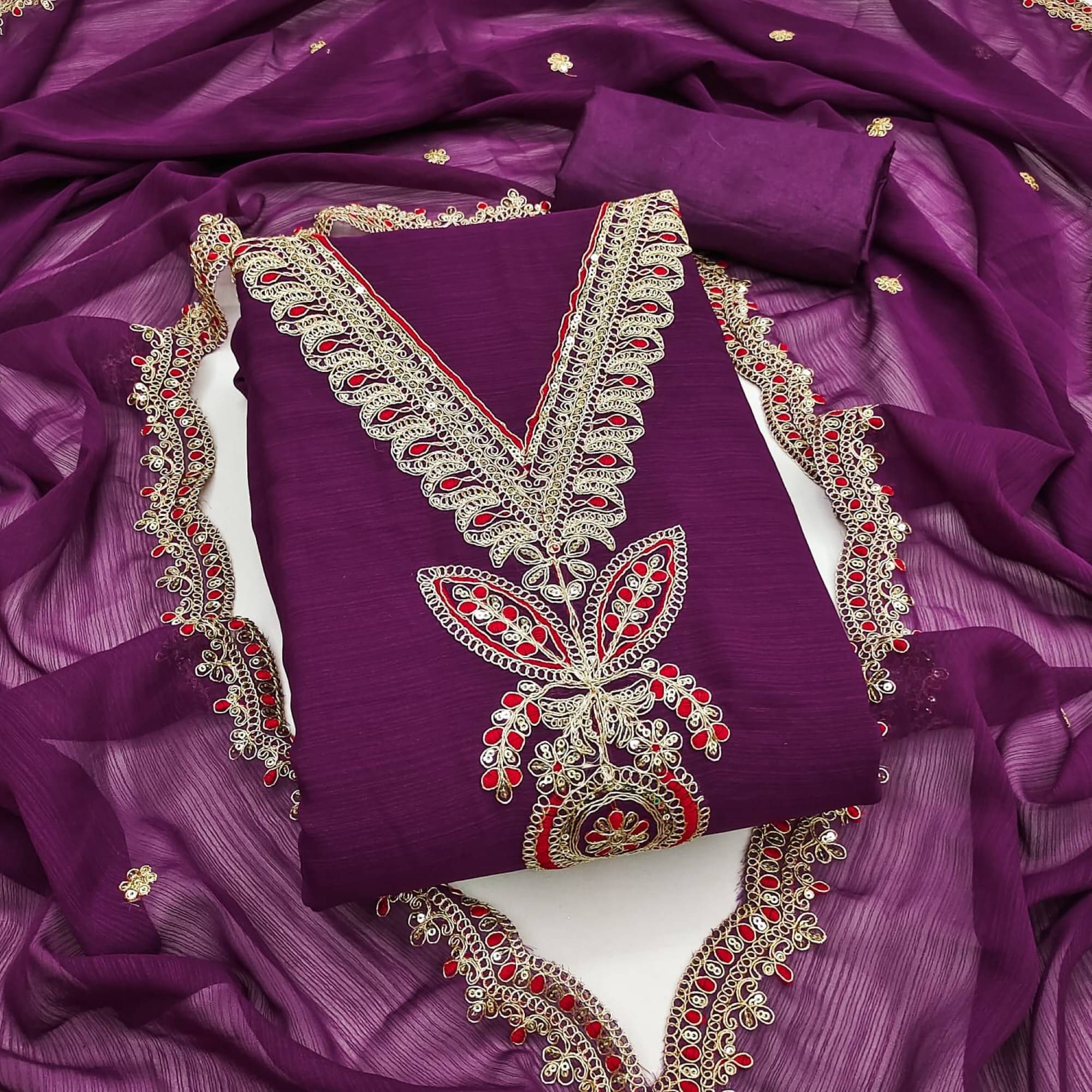 Panbai sarees Women Silk Unstitched Dress Material ( Purple ) Panbai sarees Women Silk Unstitched Dress Material ( Purple )
