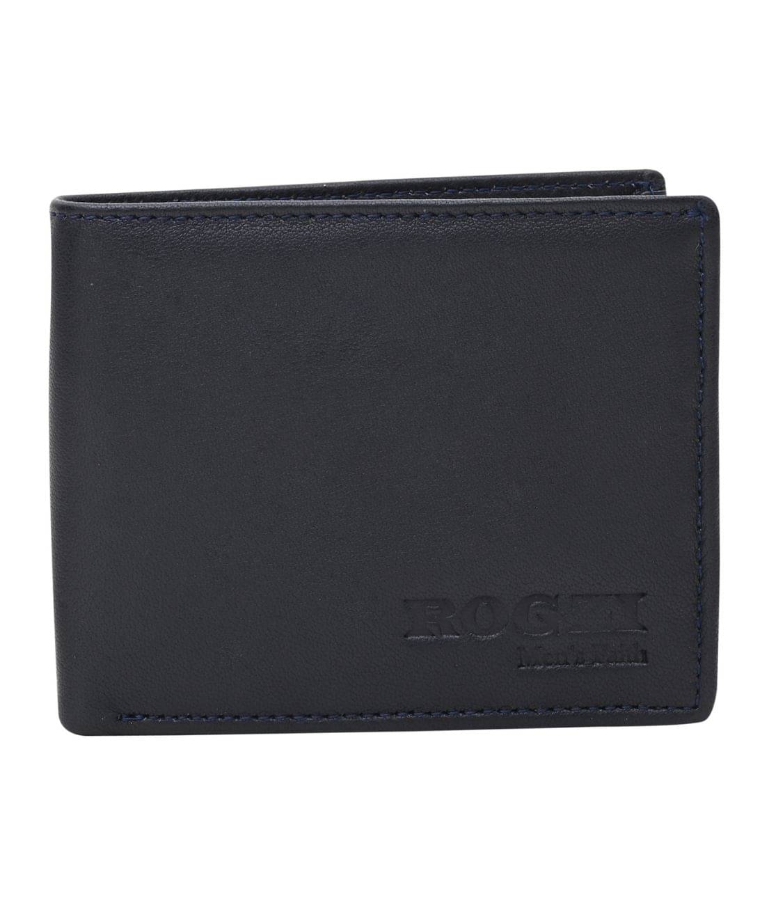     			ROGZI 100% Leather Solid Men's Regular Wallet,RFID Wallet With 4 Slots For Card ( Blue , Pack of 1 )
