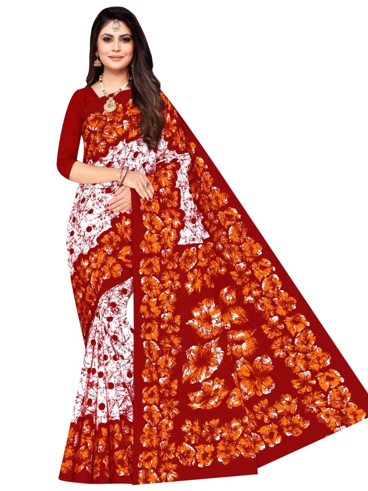     			Sarita Saree Cotton Printed Sambalpuri Saree Without Blouse Piece ( Gold )