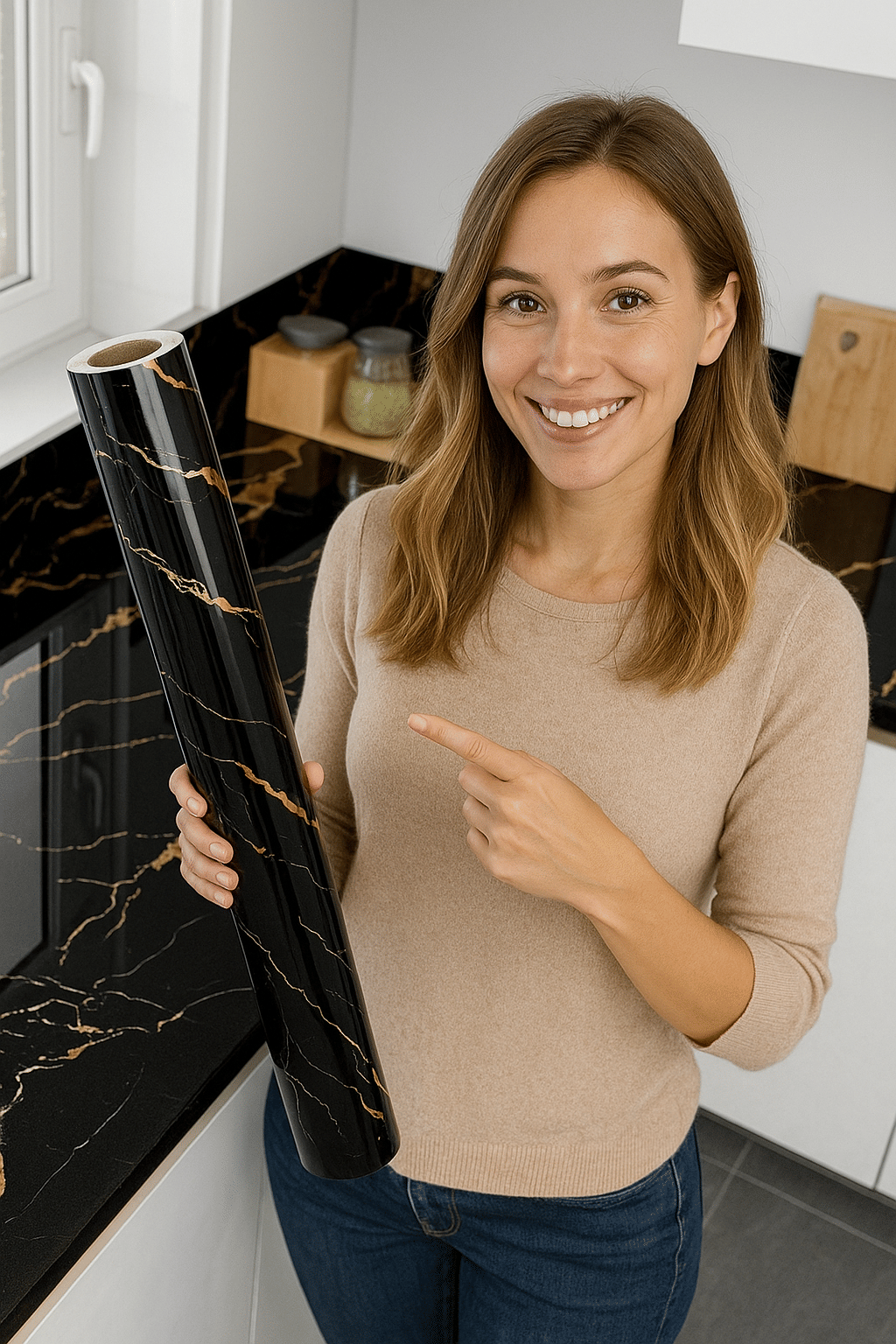     			Sekhmet Black Marbal Self-Adhesive Wallpaper Waterproof Old Furniture Vinyl Stickers Wooden Door Wardrobe Desktop PVC Wall Papers(60*200)