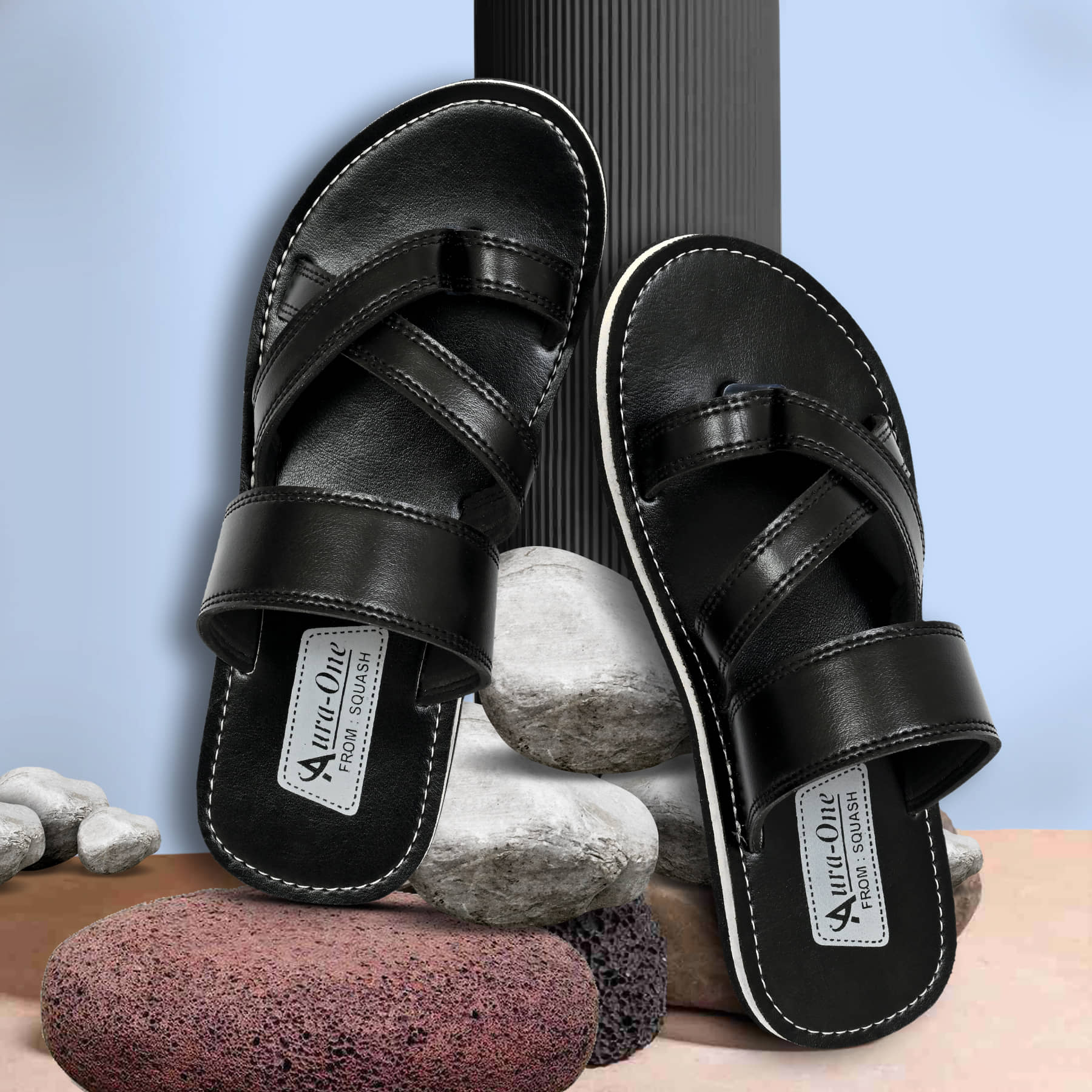 Squash Black Men's Thong Flip Flop