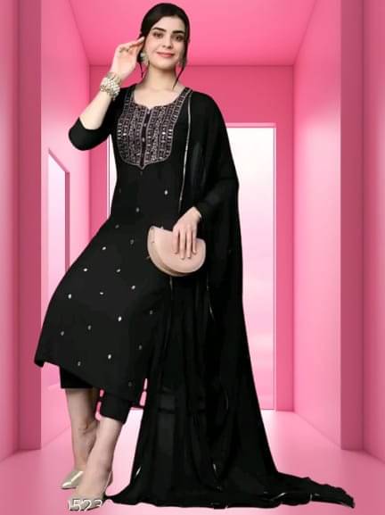     			TEXPA FASHION Women Rayon Embroidered A-line Kurti With Pants ( Black )