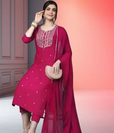     			TEXPA FASHION Women Rayon Embroidered A-line Kurti With Pants ( Pink )