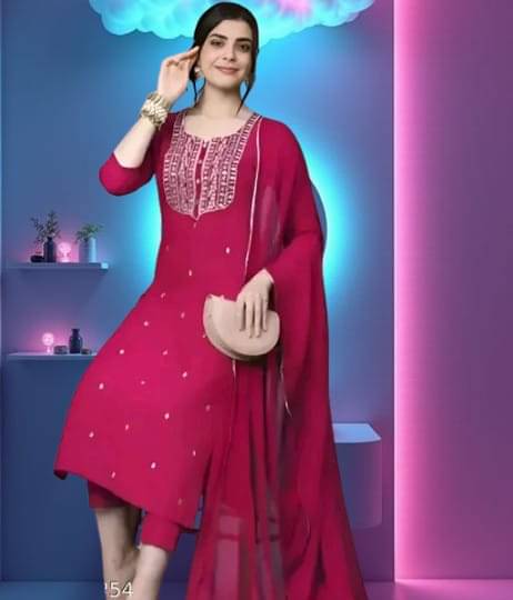     			TEXPA FASHION Women Rayon Embroidered A-line Kurti With Pants ( Pink )