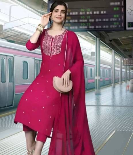     			TEXPA FASHION Women Rayon Embroidered A-line Kurti With Pants ( Pink )