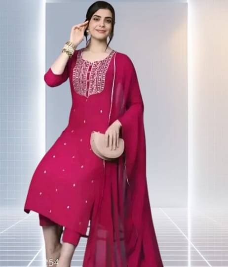     			TEXPA FASHION Women Rayon Embroidered A-line Kurti With Pants ( Pink )