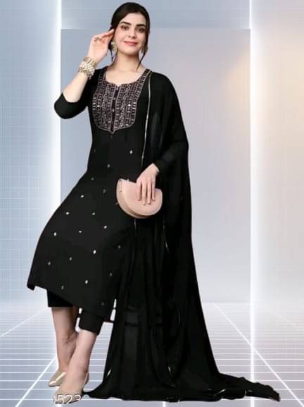     			TEXPA FASHION Women Rayon Embroidered A-line Kurti With Pants ( Black )