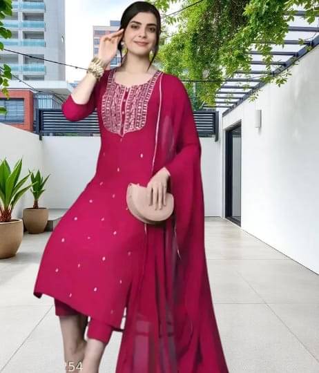     			TEXPA FASHION Women Rayon Embroidered A-line Kurti With Pants ( Pink )