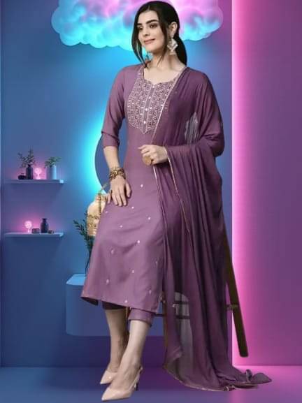 TEXPA FASHION Women Rayon Embroidered A-line Kurti With Pants ( Lavendar ) TEXPA FASHION Women Rayon Embroidered A-line Kurti With Pants ( Lavendar )