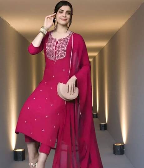    			TEXPA FASHION Women Rayon Embroidered A-line Kurti With Pants ( Pink )