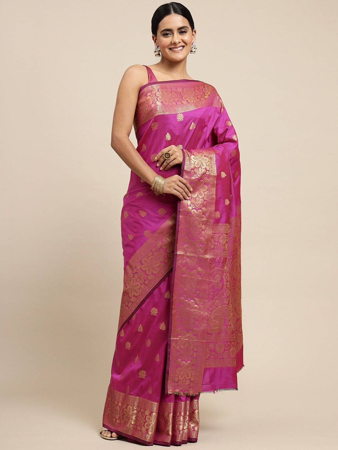 THE PRIVATE LABLE Silk Printed Banarasi saree With Unstitched Blouse Piece ( Pink ) THE PRIVATE LABLE Silk Printed Banarasi saree With Unstitched Blouse Piece ( Pink )