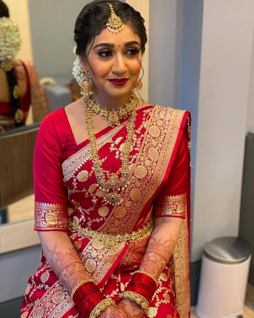    			THE PRIVATE LABLE Silk Printed Banarasi saree With Unstitched Blouse Piece ( Red )