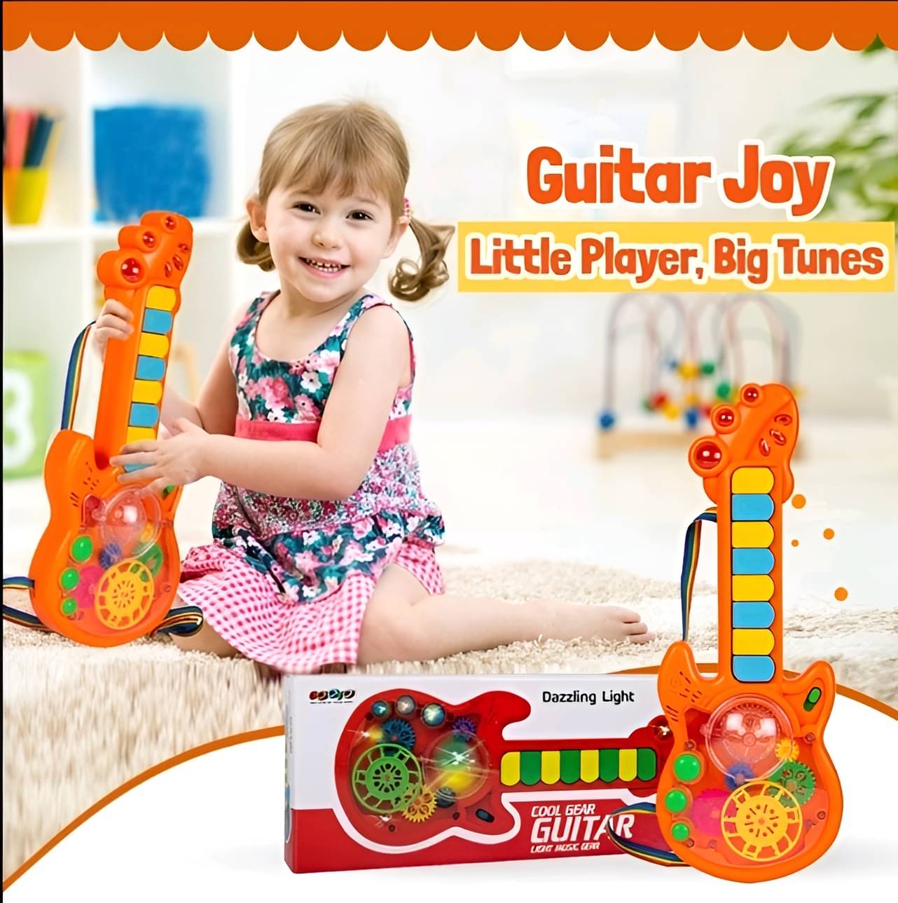 Transparent Gear Guitar with Lights Toy for Kids Acoustic Music Learning Toys Transparent Gear Guitar with Lights Toy for Kids Acoustic Music Learning Toys