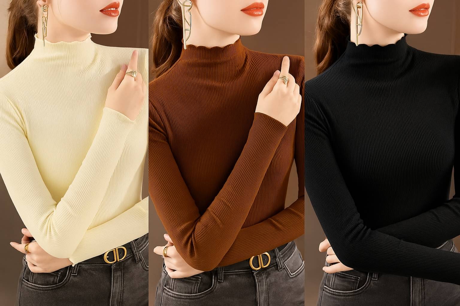Traquila Women Lycra Solid Slim Fit High Neck T-Shirt ( Multicolor ) Traquila Women Lycra Solid Slim Fit High Neck T-Shirt ( Multicolor )