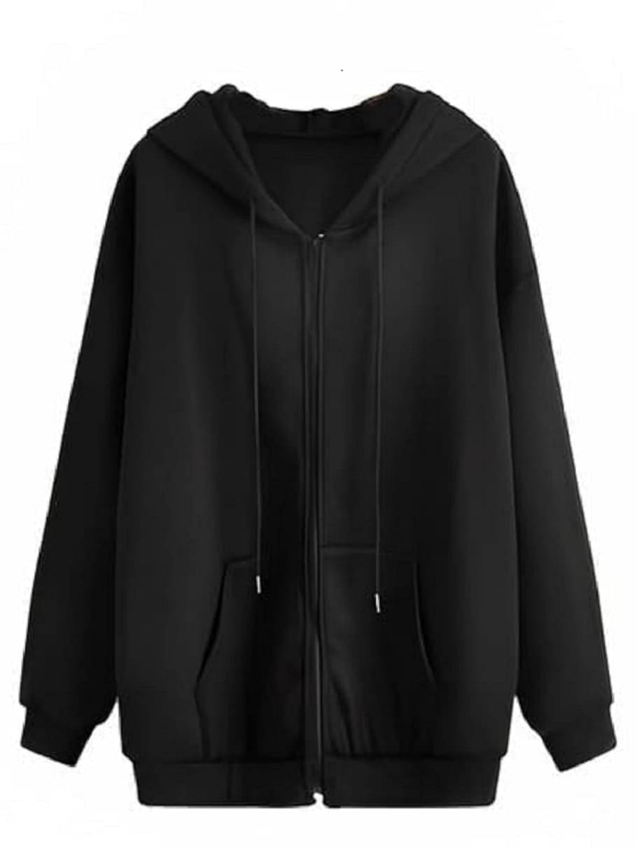 Tridev - Fleece Black Hooded Jackets Pack of 1 Tridev - Fleece Black Hooded Jackets Pack of 1