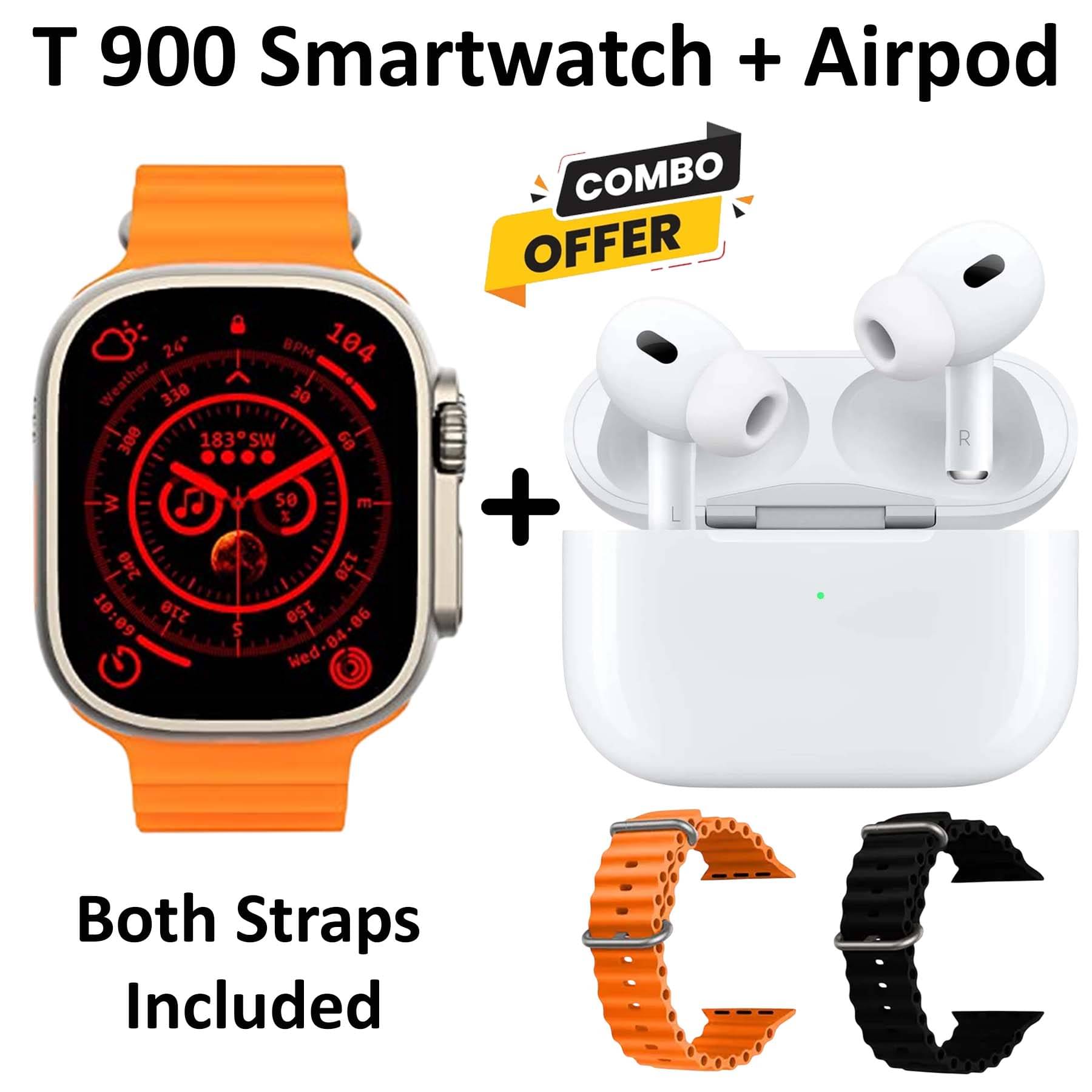     			U7 T900 Ultra Smartwatch 2.09" HD Display - Campatible for Android & IOS -Bluetooth Calling, Fitness Tracker, SPO2 Monitor, Heart Rate Monitor+ Bluetooth Earbuds