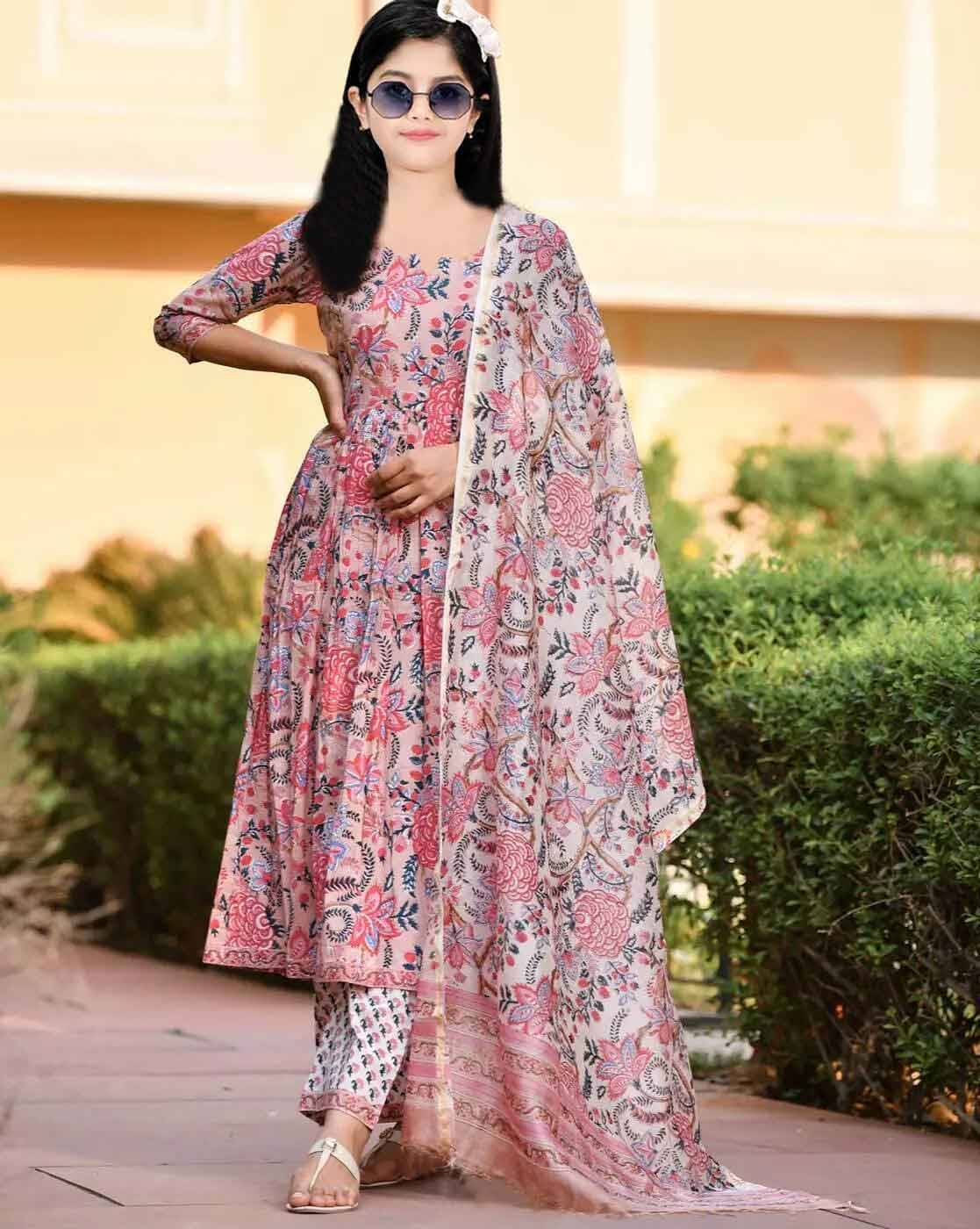    			Various Vault Girls Cotton Blend Kurti with Salwar ( Pack of 1 , Pink )
