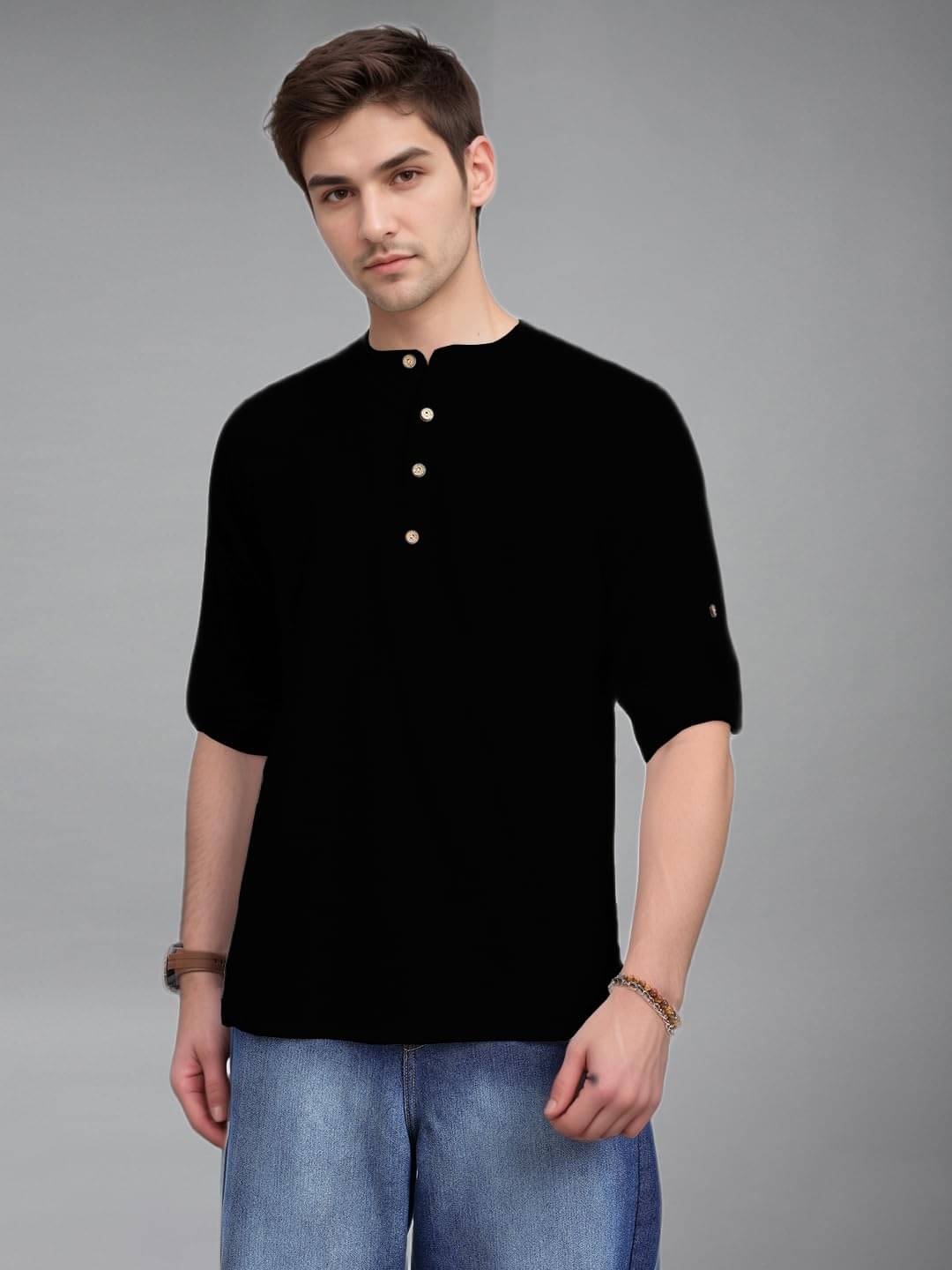     			Vida Loca Black Cotton Blend Men's Shirt Style Kurta ( Pack of 1 )