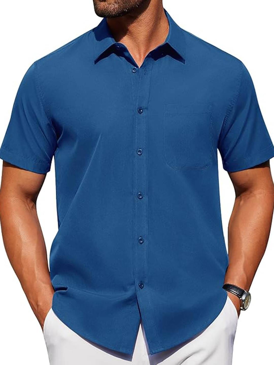 Vida Loca Cotton Blend Slim Fit Solids Half Sleeves Men's Casual Shirt - Royal Blue ( Pack of 1 ) Vida Loca Cotton Blend Slim Fit Solids Half Sleeves Men's Casual Shirt - Royal Blue ( Pack of 1 )