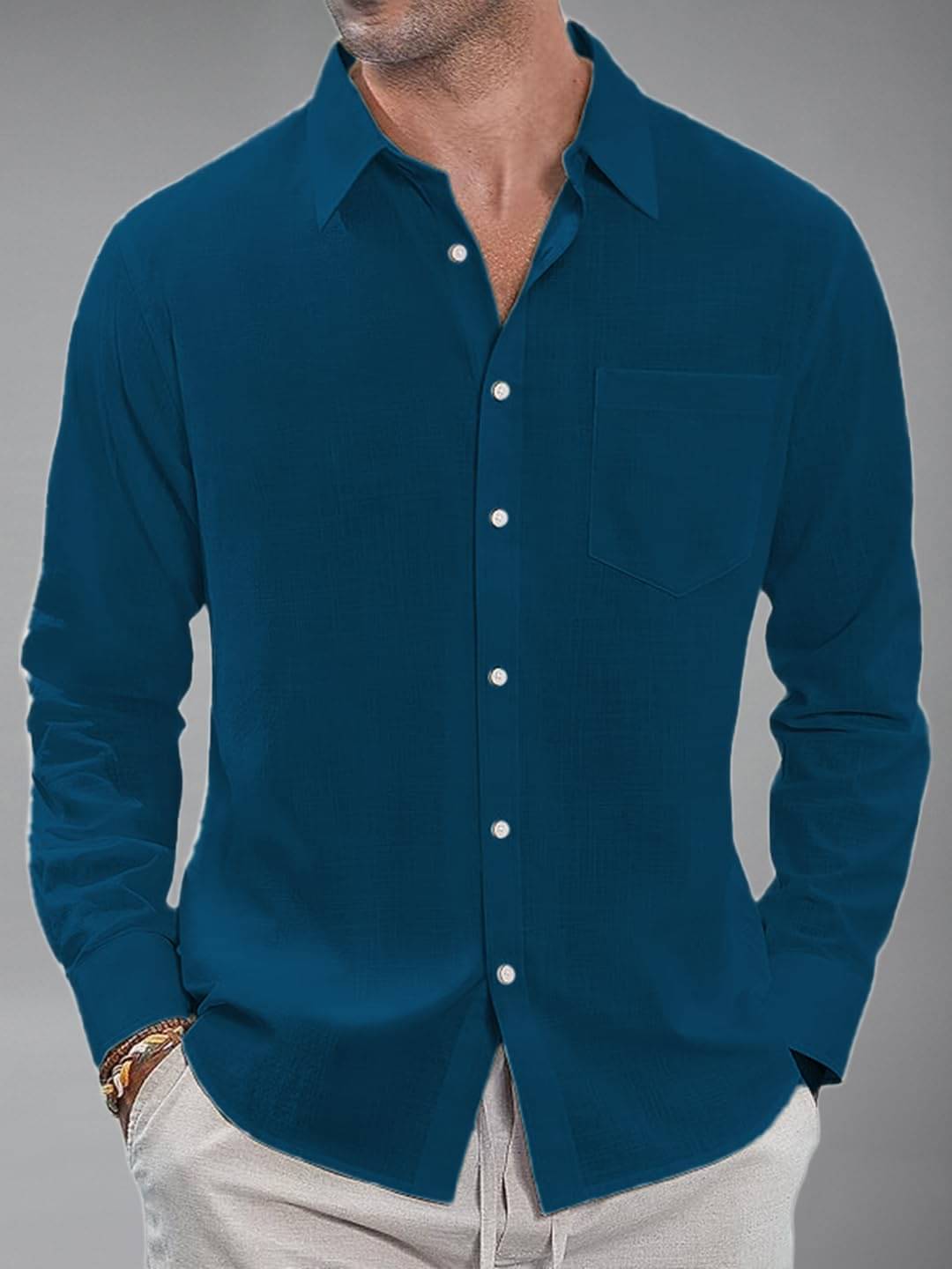     			Vida Loca Cotton Blend Slim Fit Solids Full Sleeves Men's Casual Shirt - Royal Blue ( Pack of 1 )