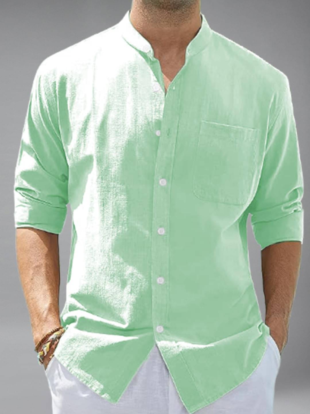     			Vida Loca Cotton Blend Slim Fit Solids Full Sleeves Men's Casual Shirt - Light Blue ( Pack of 1 )