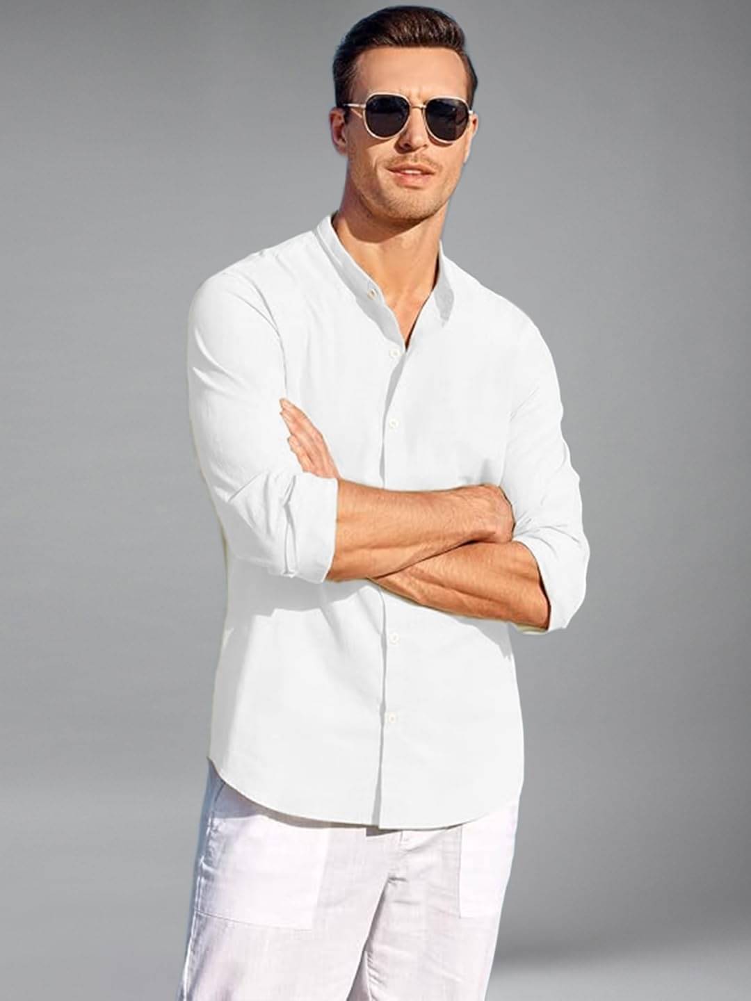     			Vida Loca Cotton Blend Slim Fit Solids Full Sleeves Men's Casual Shirt - White ( Pack of 1 )