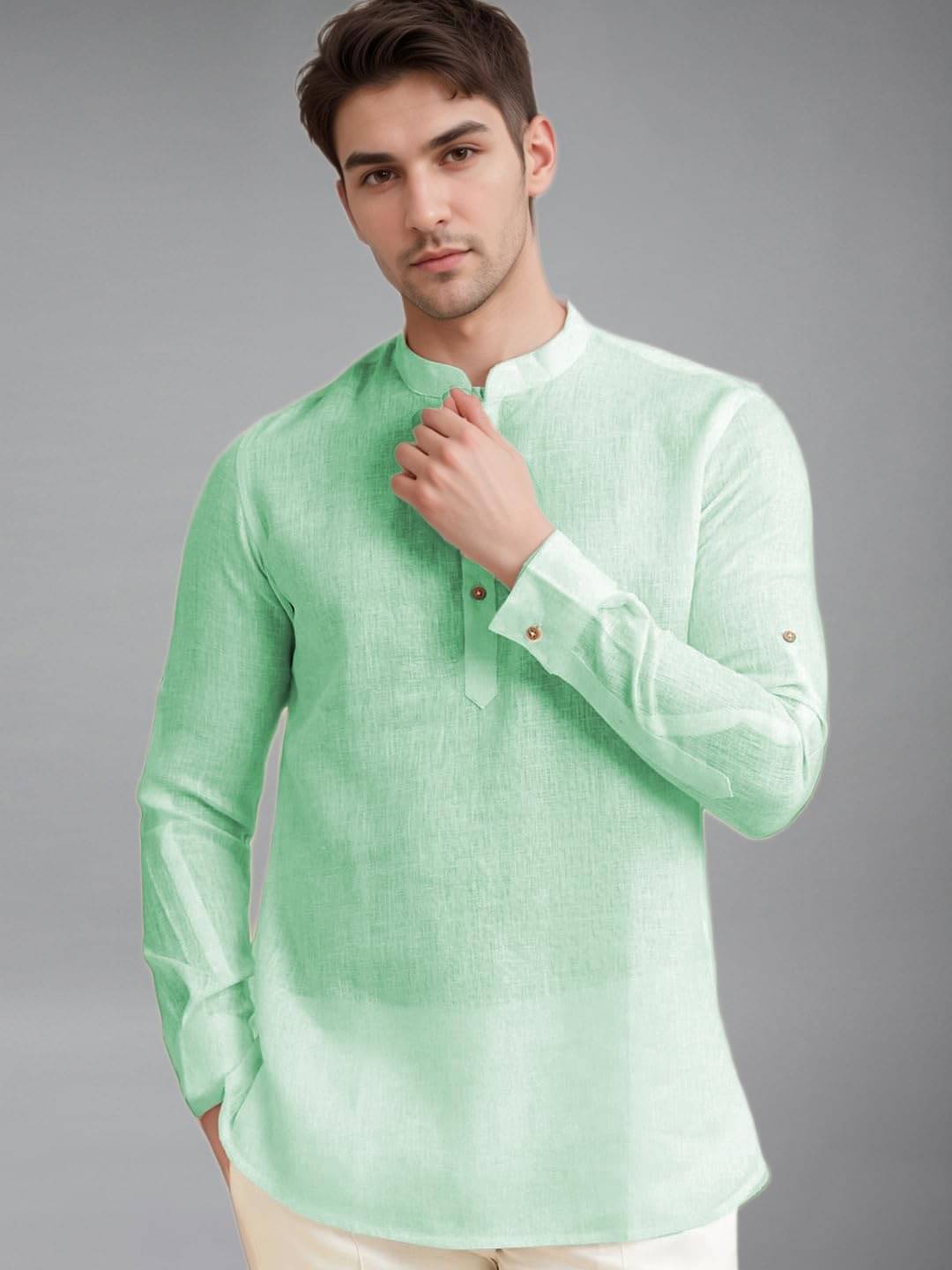     			Vida Loca Light Blue Cotton Blend Men's Shirt Style Kurta ( Pack of 1 )
