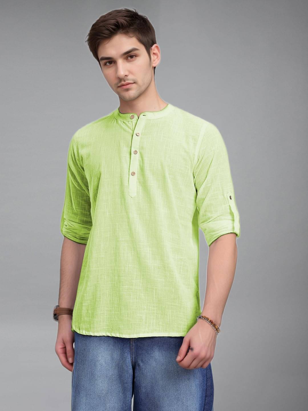    			Vida Loca Sea Green Cotton Blend Men's Shirt Style Kurta ( Pack of 1 )