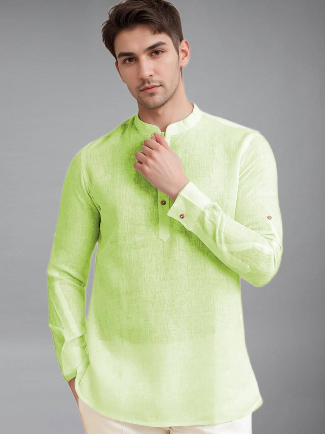     			Vida Loca Sea Green Cotton Blend Men's Shirt Style Kurta ( Pack of 1 )