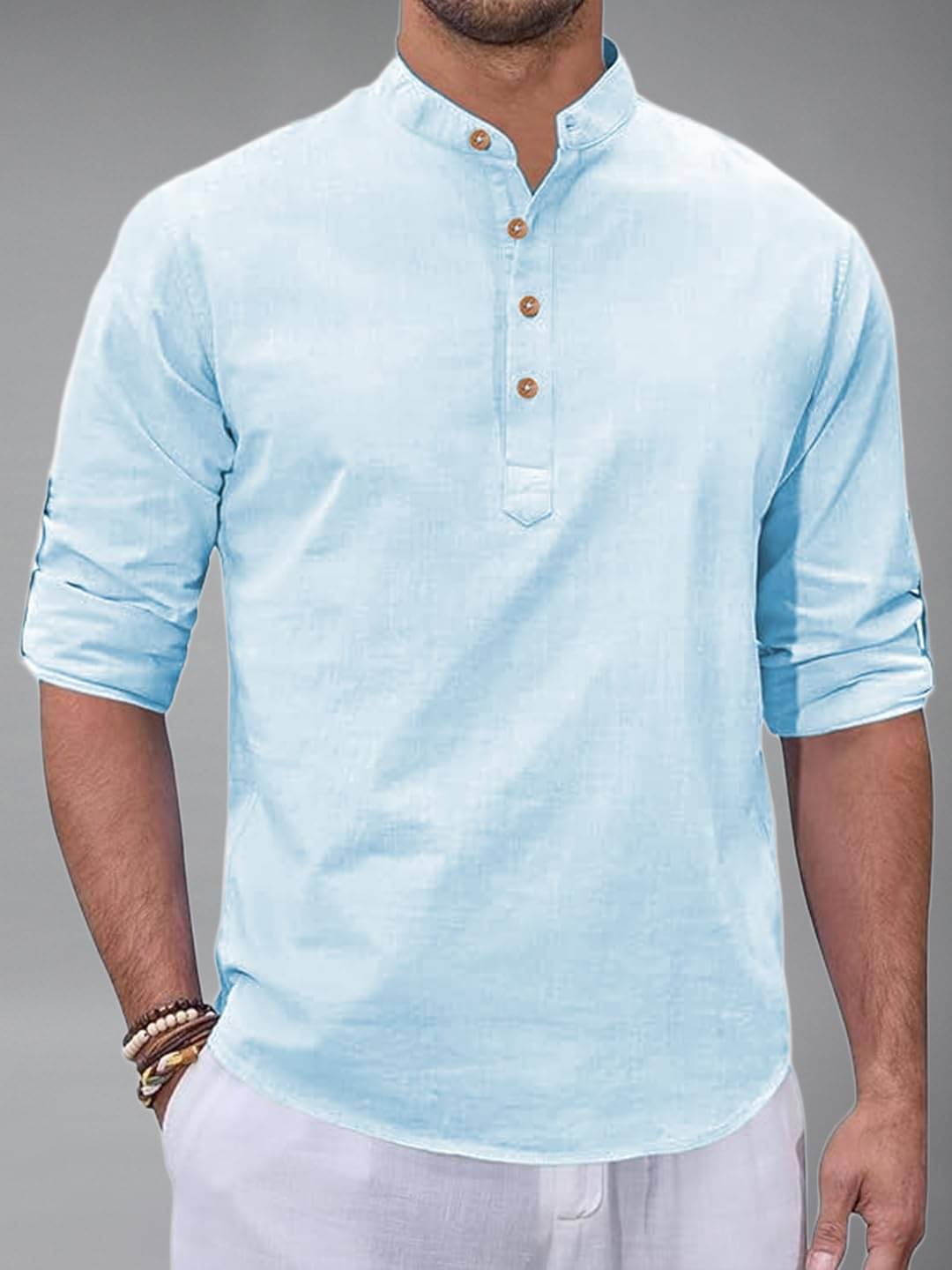     			Vida Loca Sky Blue Cotton Blend Men's Shirt Style Kurta ( Pack of 1 )