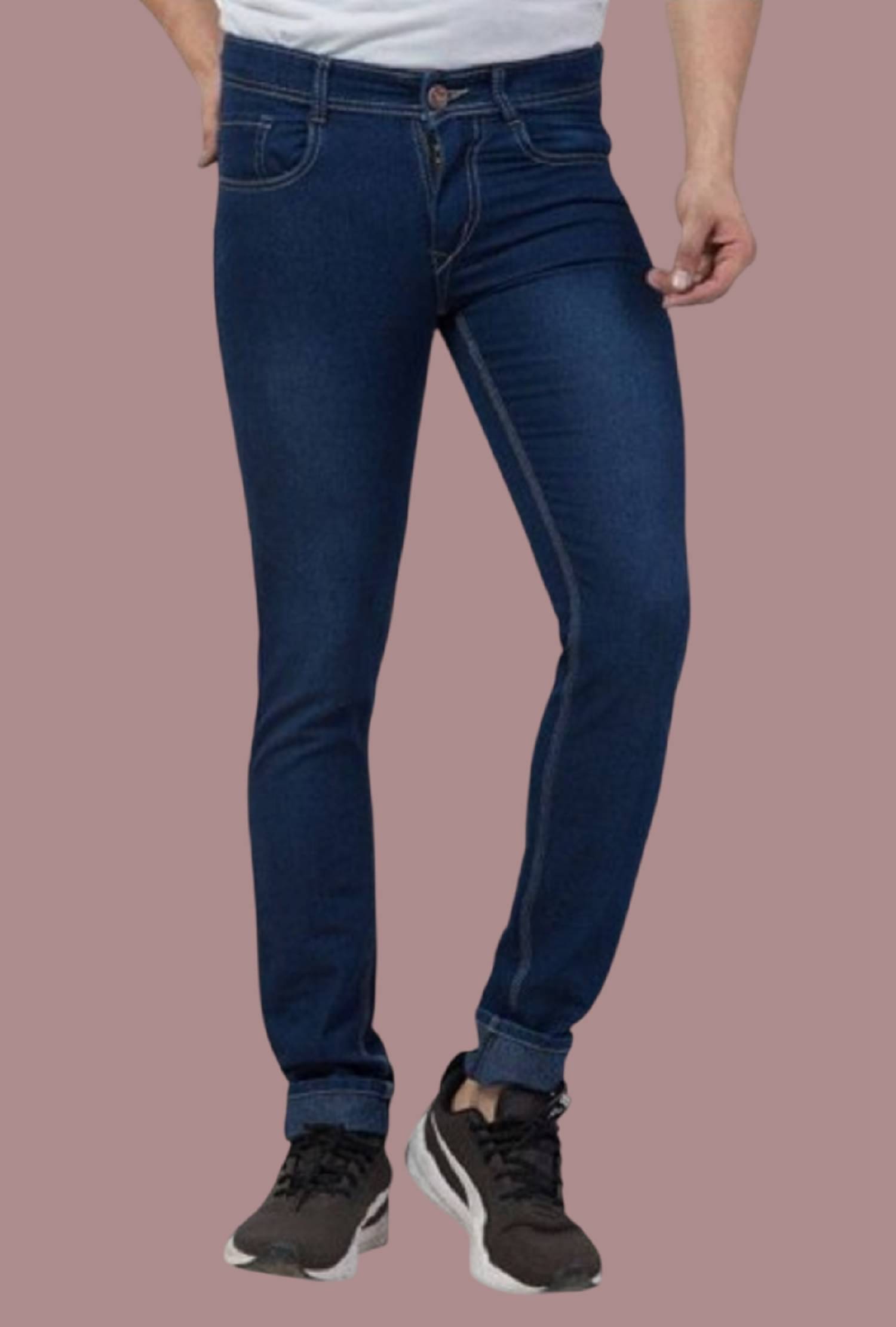 WHATON Skinny Fit Basic Men's Jeans - Navy Blue ( Pack of 1 ) WHATON Skinny Fit Basic Men's Jeans - Navy Blue ( Pack of 1 )