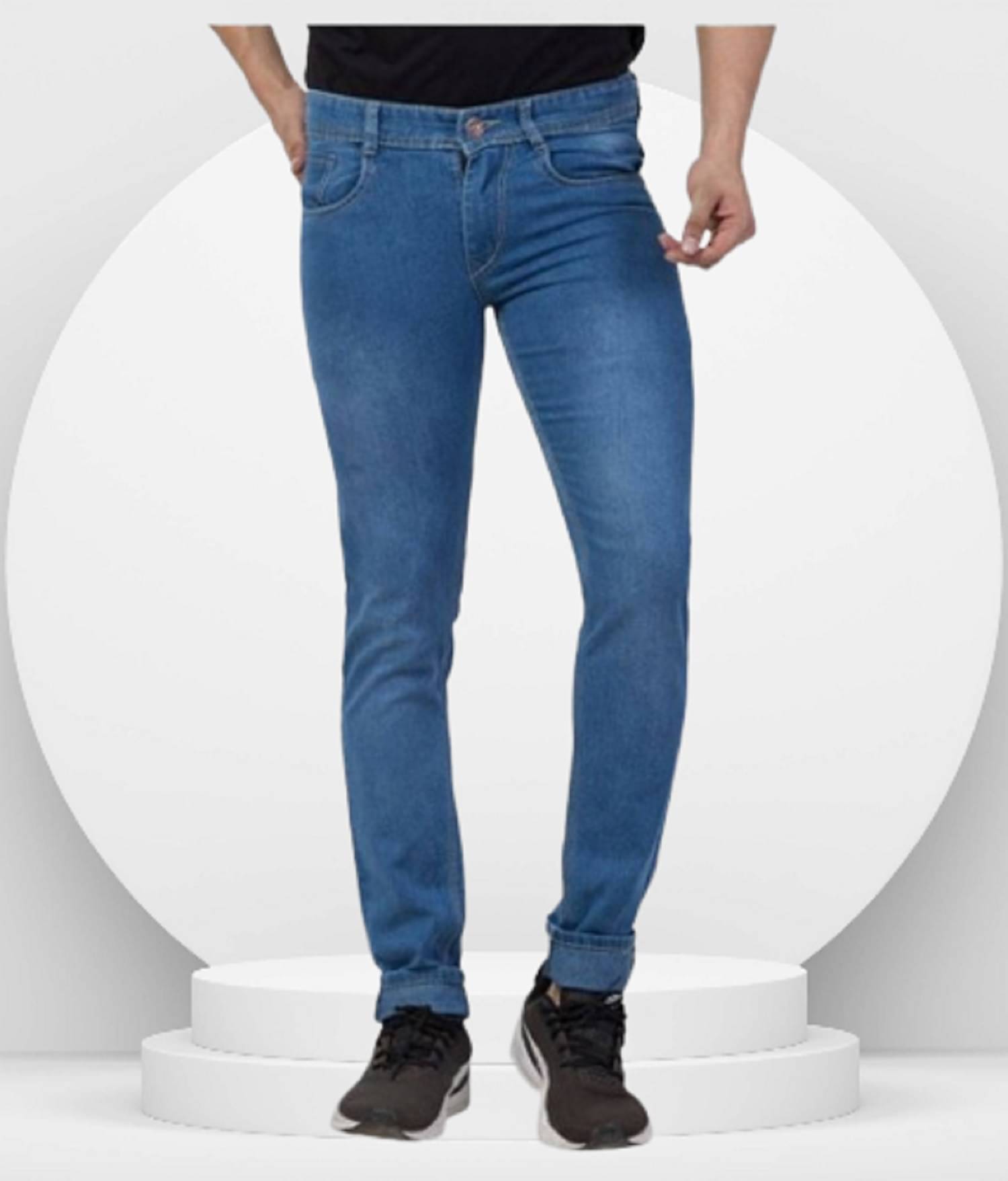 WHATON Skinny Fit Clean Look Men's Jeans - Blue ( Pack of 1 ) WHATON Skinny Fit Clean Look Men's Jeans - Blue ( Pack of 1 )