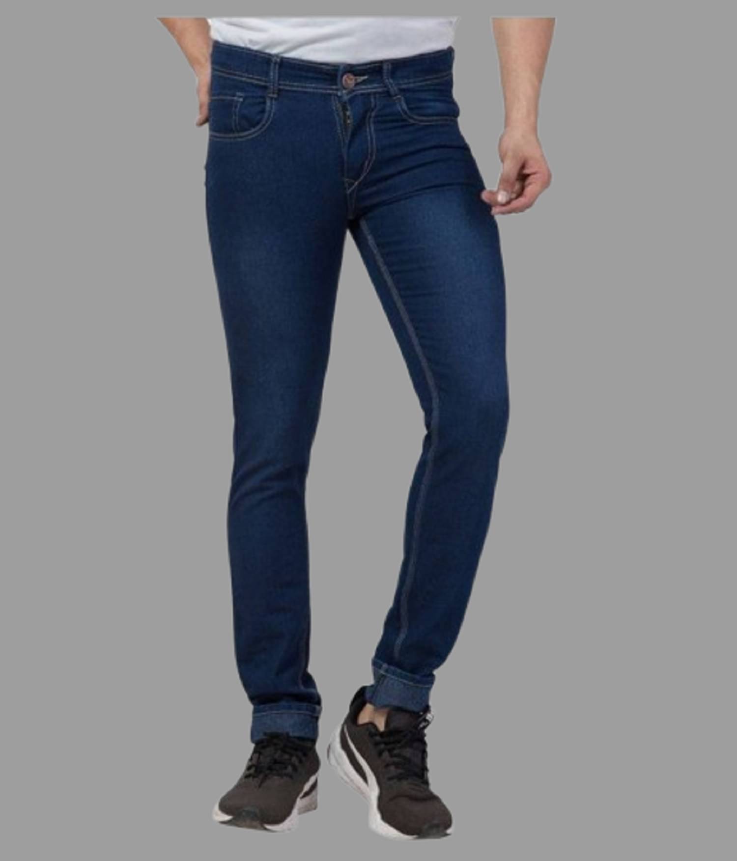 WHATON Slim Fit Basic Men's Jeans - Indigo Blue ( Pack of 1 ) WHATON Slim Fit Basic Men's Jeans - Indigo Blue ( Pack of 1 )