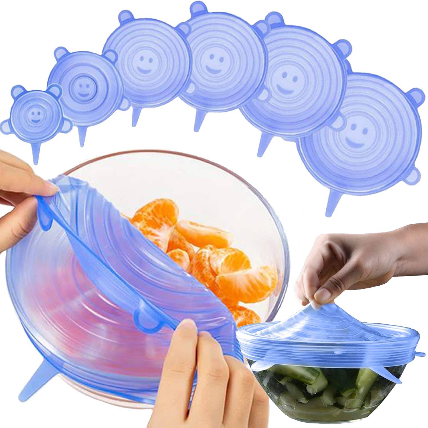 WHIMSICAL WONDERS 6 Pc Silicone Stretch Lids, Multi Size Reusable Silicone Lids Food And Bowl Covers, Dishwasher And Freezer Safe (Color May Vary) (Pack Of 6 Pcs), 10x10x2 Cm WHIMSICAL WONDERS 6 Pc Silicone Stretch Lids, Multi Size Reusable Silicone Lids Food And Bowl Covers, Dishwasher And Freezer Safe (Color May Vary) (Pack Of 6 Pcs), 10x10x2 Cm