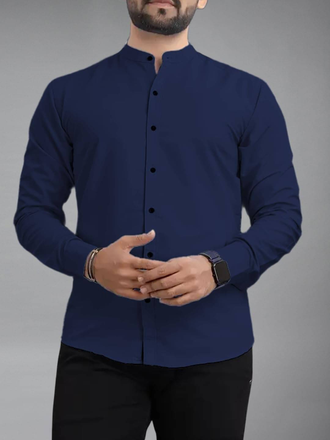     			Yugnik Cotton Blend Slim Fit Full Sleeves Men's Formal Shirt - Navy ( Pack of 1 )