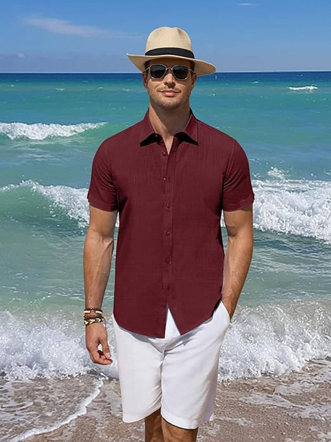 Yugnik Cotton Blend Slim Fit Half Sleeves Men's Formal Shirt - Maroon ( Pack of 1 ) Yugnik Cotton Blend Slim Fit Half Sleeves Men's Formal Shirt - Maroon ( Pack of 1 )