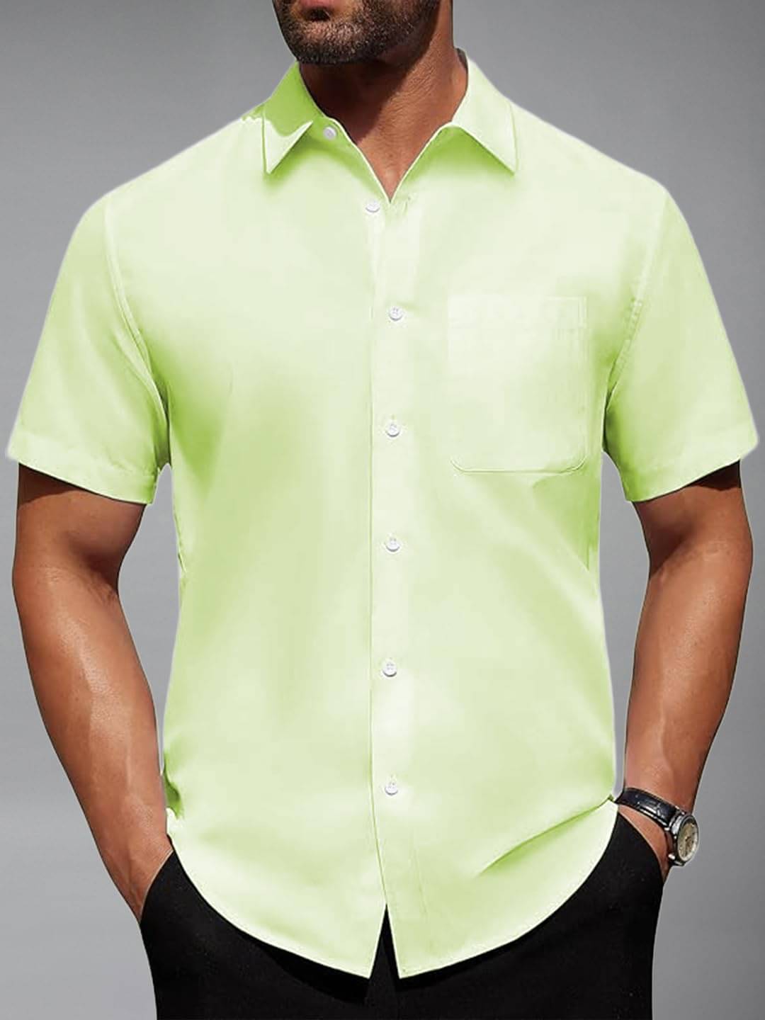     			Yugnik Cotton Blend Slim Fit Half Sleeves Men's Formal Shirt - Sea Green ( Pack of 1 )