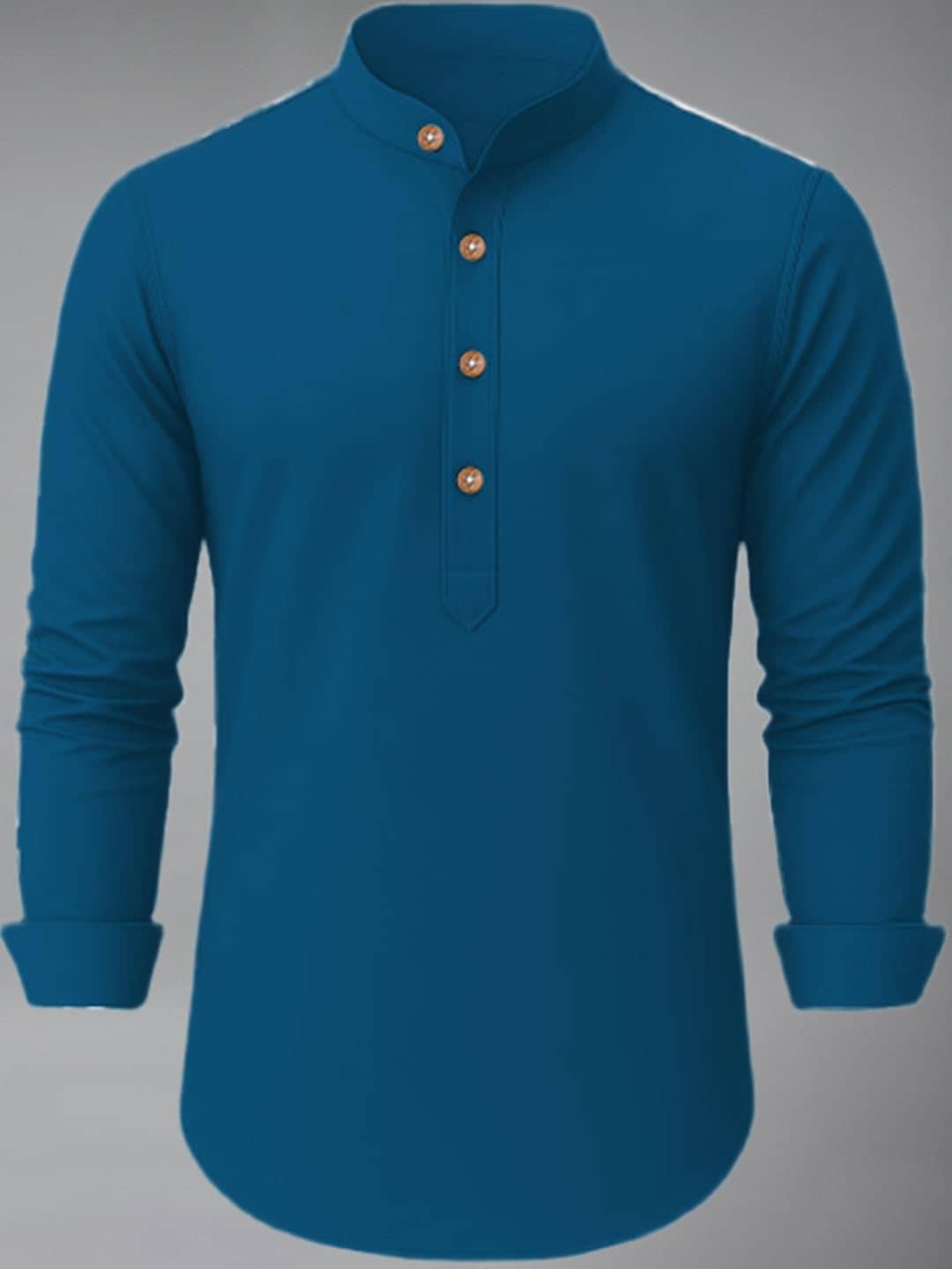 Yugnik Cotton Blend Plain Shirt Style Kurta For Men ( Indigo ) - Kurtas & Kurta Sets | Buy online on ZillyBuy