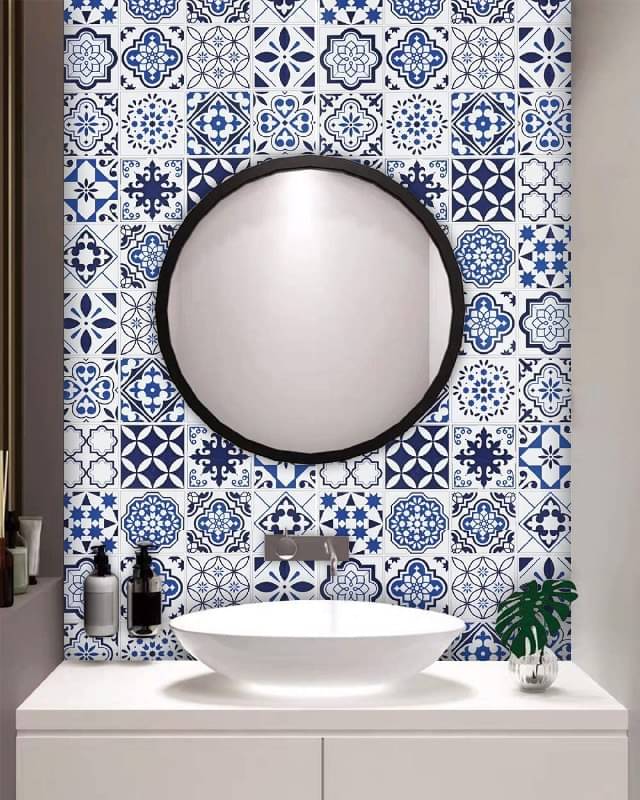 ZAPPYPOP Blue & White Design Wall Sticker for Kitchen & Home | Vinyl Self Adhesive Roll | 60x200 cm ZAPPYPOP Blue & White Design Wall Sticker for Kitchen & Home | Vinyl Self Adhesive Roll | 60x200 cm
