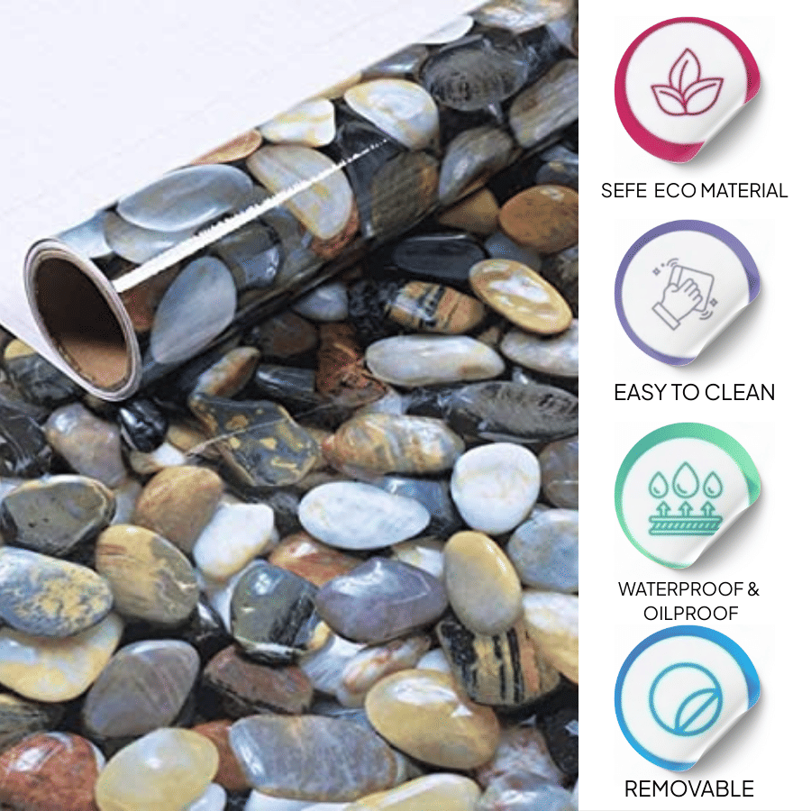 ZAPPYPOP Brown pebbles Design Wall Sticker for Kitchen & Home | Vinyl Self Adhesive Roll | 60x200 cm ZAPPYPOP Brown pebbles Design Wall Sticker for Kitchen & Home | Vinyl Self Adhesive Roll | 60x200 cm