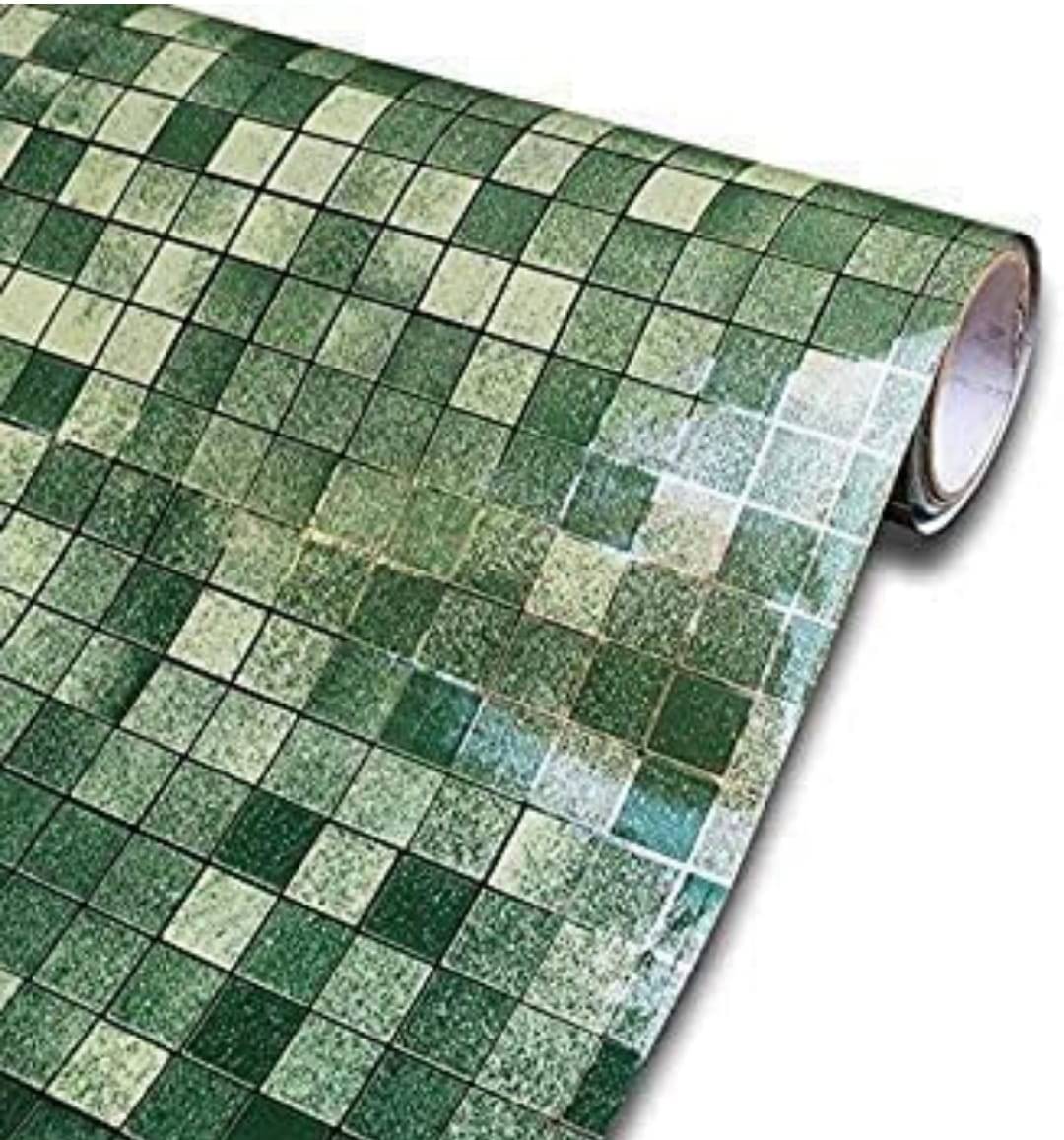     			ZAPPYPOP Green Tile Design Waterproof Self Adhesive Wallpaper for Wall, Kitchen, Bathroom & Furniture(Pack of 1) 60x200 cm