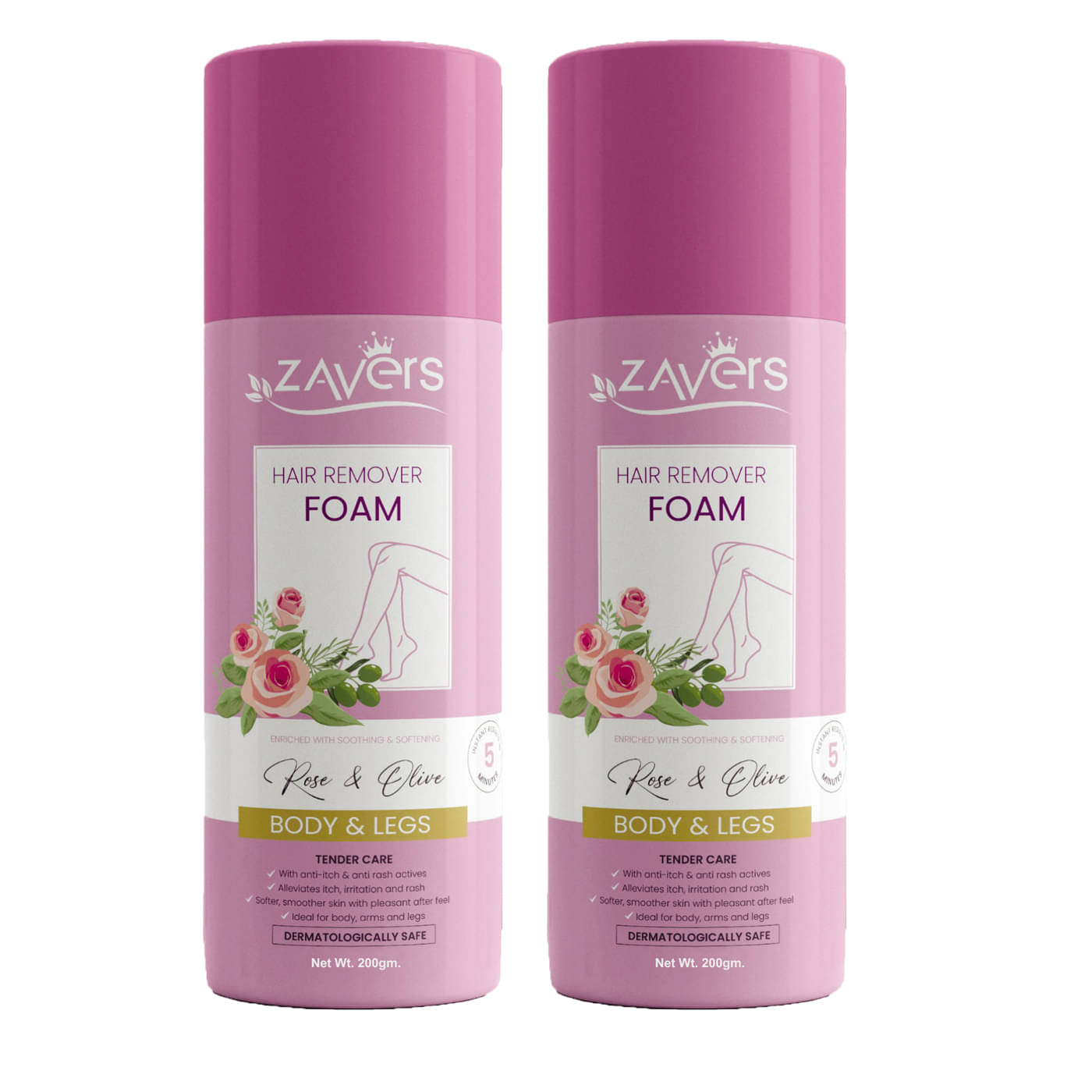     			Zavers Hair Remover Foam With Godness Of Rose And Oliva For Women 200ml (Pack of 2)