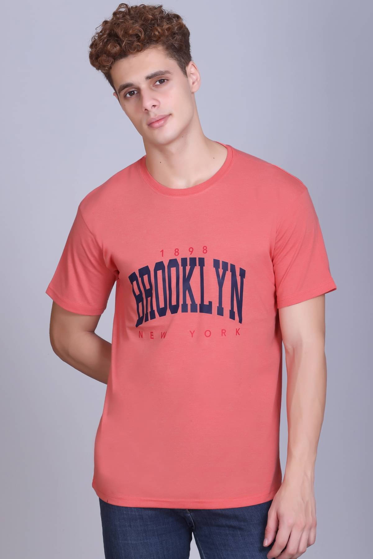 Zeffit Men Cotton Blend Regular Fit Printed T-Shirt ( Orange ) Zeffit Men Cotton Blend Regular Fit Printed T-Shirt ( Orange )